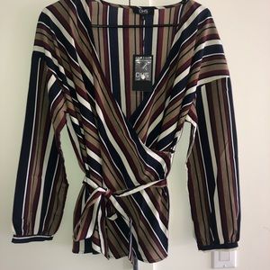 Striped Wrap Style Top